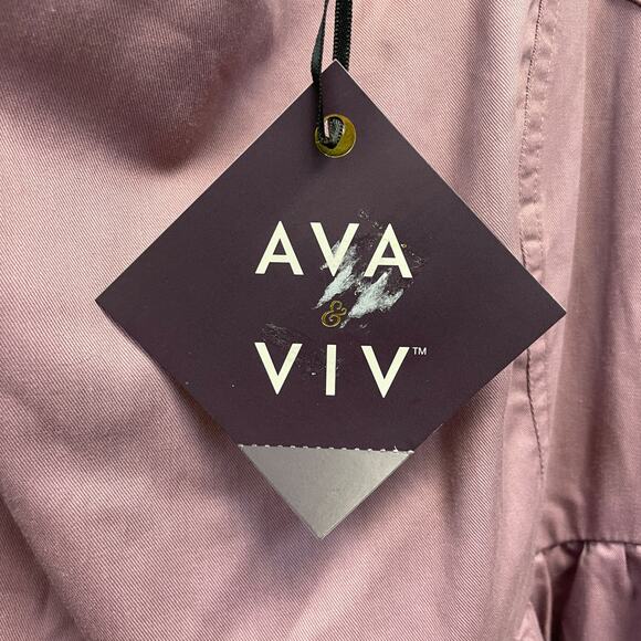 Ava & Viv Women's Balloon Long Sleeve Woven Midi A Line Dress Mauve Size 1X - Picture 4 of 6